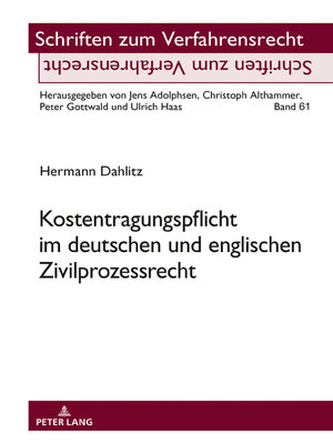cover image of Kostentragungspflicht im deutschen und englischen Zivilprozessrecht